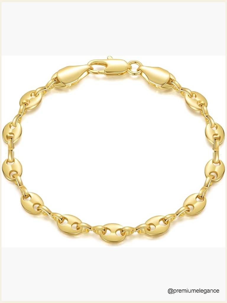 14k Gold Plated Thick Mariner Link Bracelet Unisex 659 Inches